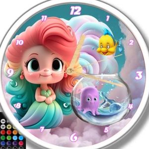 Mermaid led lights clock personalized